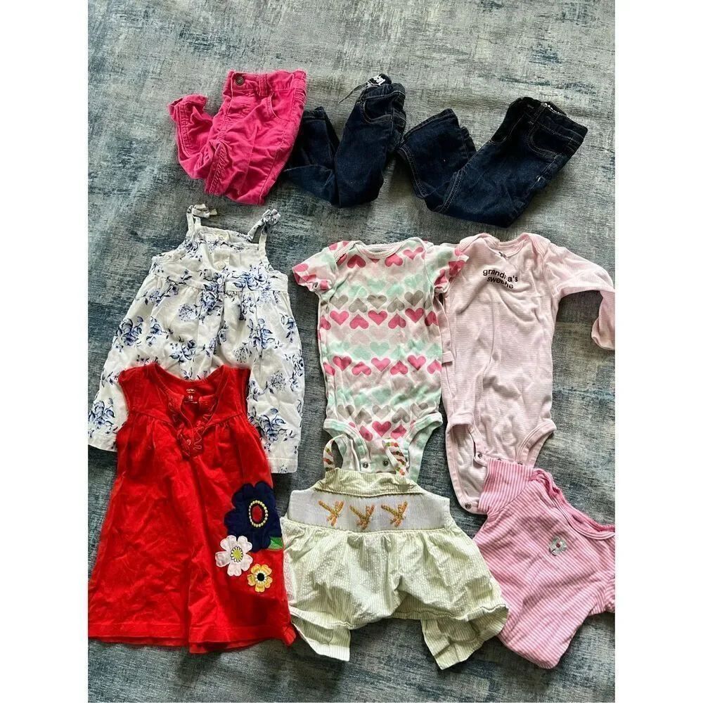 Carter's Girls Pants Dress Bodysuit 18 Month 9 Piece Lot
